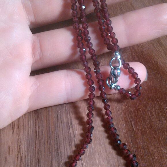 Mozambique Garnet Stainless Steel Beaded Necklace - Picture 9 of 10